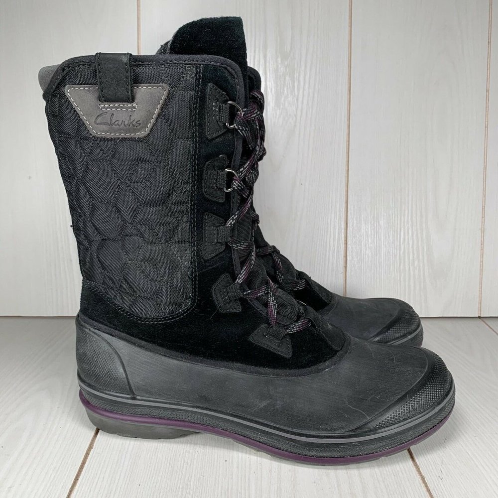 Clarks Muckers Shale Waterproof Boots Women’s Size 10M Black Outdoor Plaid